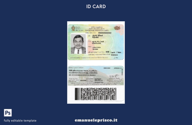 modello di documento d'identità dello Sri Lanka in stile verificato